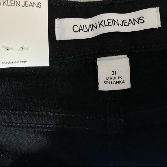 Calvin Klein Infinite Black High Rise Skinny Jeans Side Red Stripe Size 31 - Picture 5 of 9